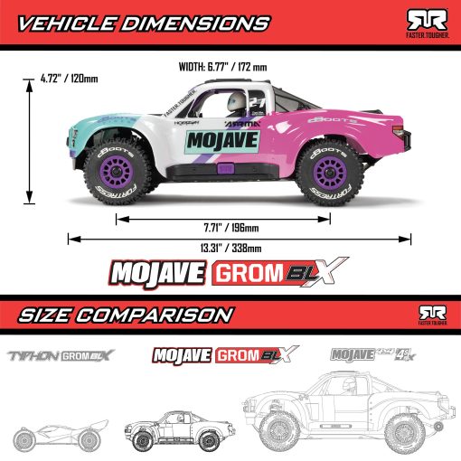 ARA2304ST1 MOJAVE GROM 223S BLX Brushless 4X4 Small Scale Desert Truck RTR with Battery & Charger, Teal - Image 17