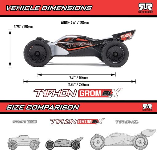 ARA2306T1 TYPHON GROM 4X4 223S BLX BRUSHLESS SMALL SCALE BUGGY RTR WITH DSC, SILVER - Image 16