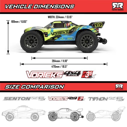 ARA4305V4T1 1/10 VORTEKS 223S BLX Brushless 4X4 Stadium Truck RTR with DSC, Red [ETA : 04/12] - Image 22