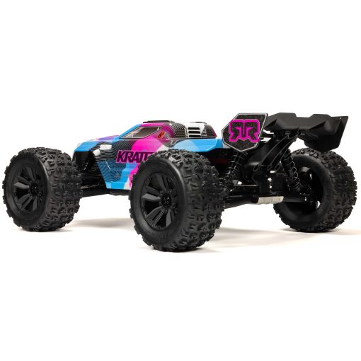 ARA8608V6T2 1/8 KRATON 6S V6 4X4 BLX Brushless Speed Monster Truck RTR, Blue/Pink - Image 2