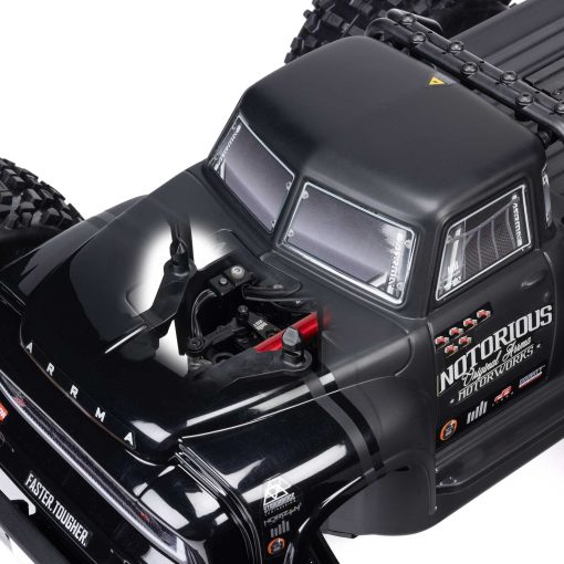 ARA8611V6T1 1/8 NOTORIOUS 6S V6 4X4 BLX Brushless Stunt Truck RTR, Black - Image 17