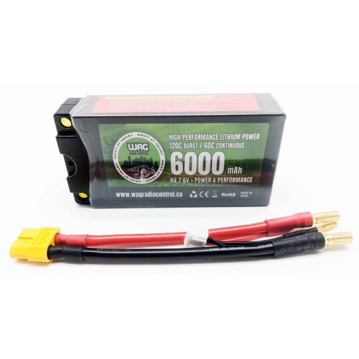 WAGB2SHV60605 Shorty Pack LiPo 2S 7.6v 6000mAh 60C high-voltage battery 5mm