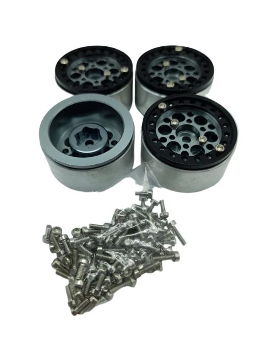 WAGWH10SLB4 Set of 4 1″ beadlock wheels for 1/24 RCs Silver/Black - Image 2